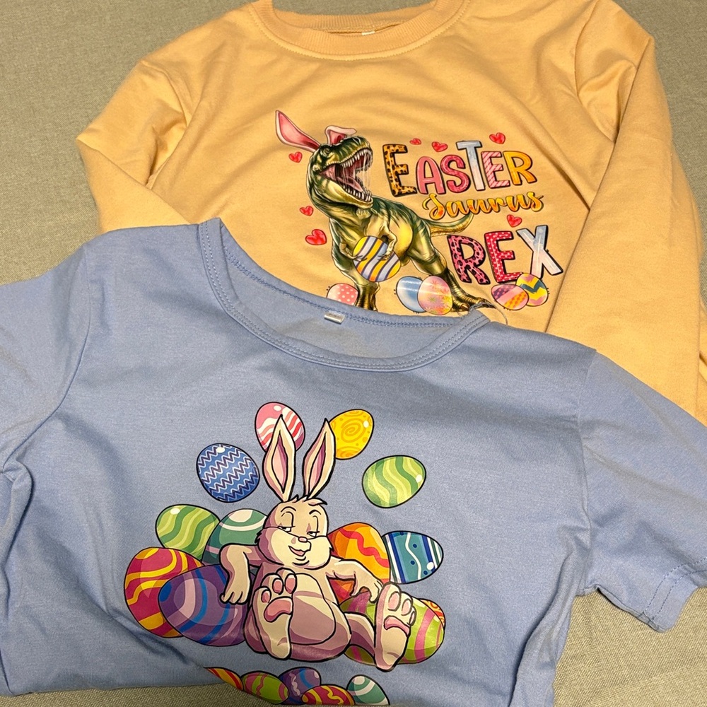 Easter Long Sleeve Sweatshirt & Short Sleeve Easter Tee Shirt